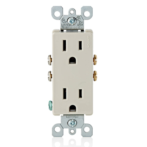 TOMACTE DOBLE C/TIERRA 15A 125V LIGHT ALMOND DECORA LEVITON