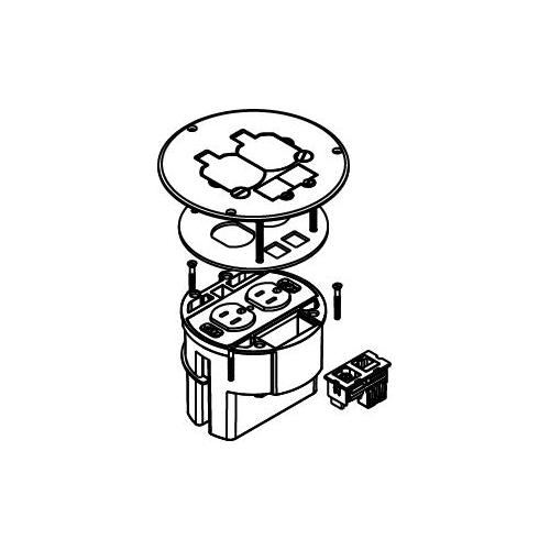 CAJA DE PISO REDONDA 1XTOMACTE DOBLE 110V TAMPER+ 1 RJ45 + 1 COAXIAL  LEGRAND - Imagen 2