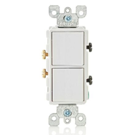 INTERRUPTOR DOBLE 15A 120V BLANCO DECORA LEVITON