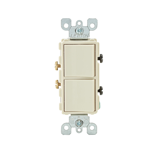 INTERRUPTOR DOBLE 15A 120V LIGHT ALMOND DECORA LEVITON