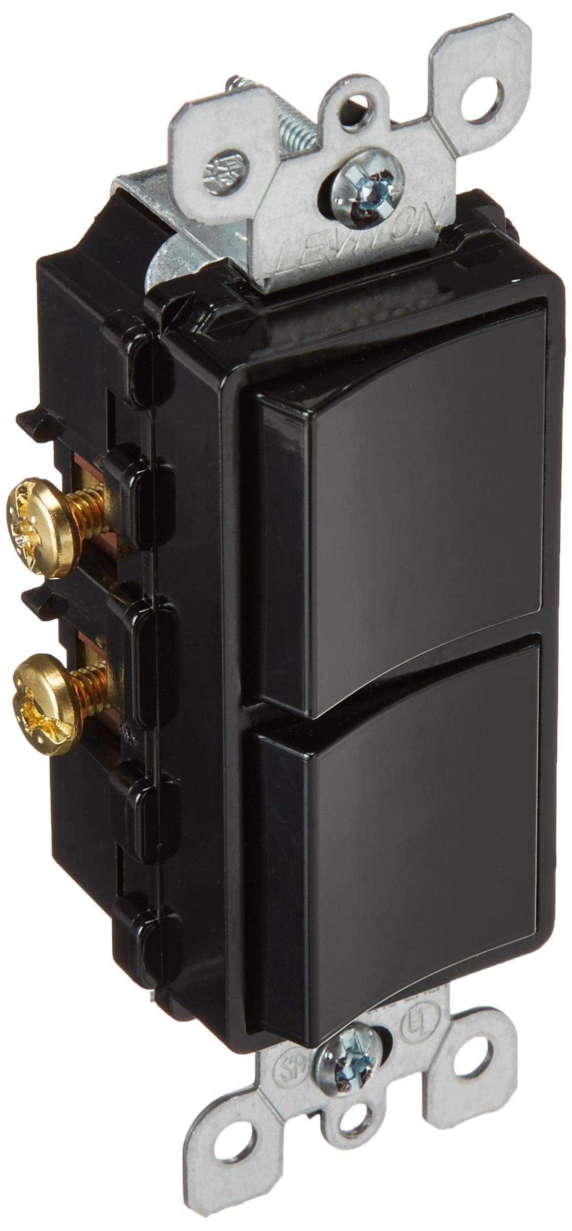 INTERRUPTOR DOBLE 15A 120V NEGRO DECORA LEVITON