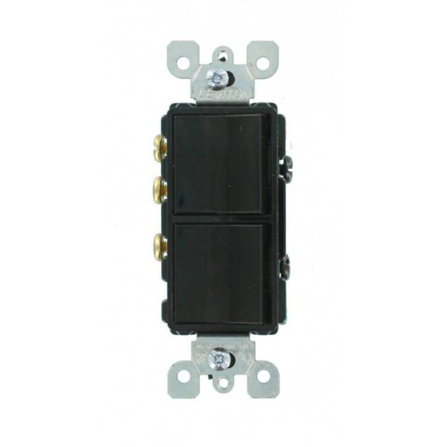INTERRUPTOR DOBLE 3W 15A 120/277V NEGRO DECORA LEVITON