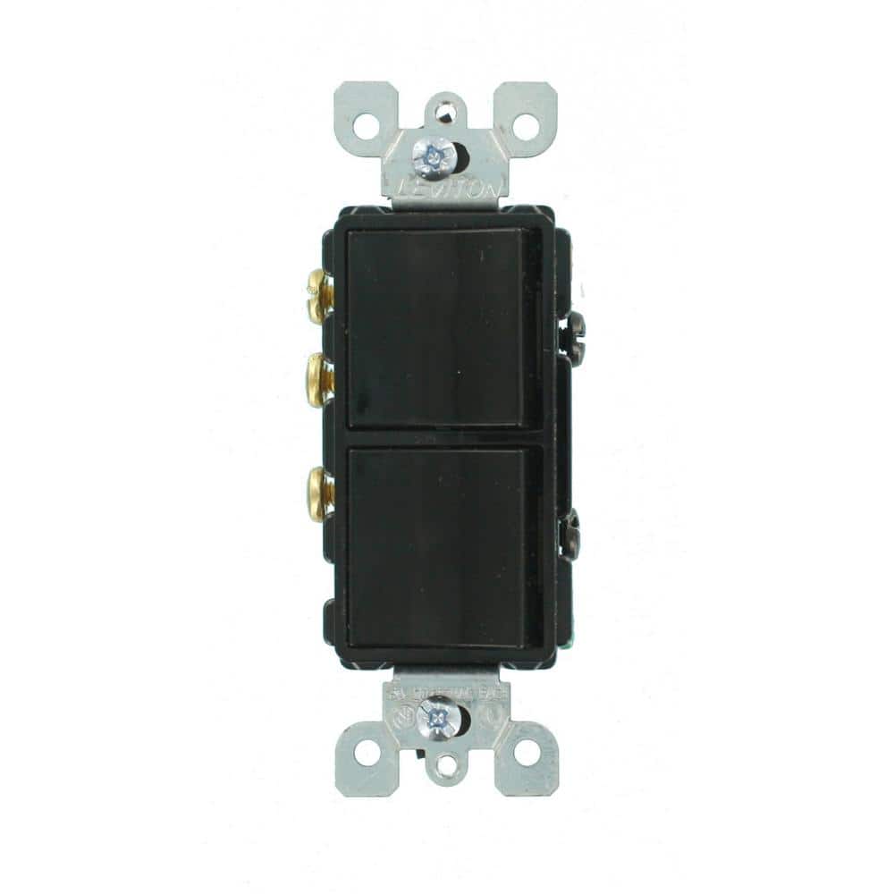 INTERRUPTOR DOBLE 3W 15A 120/277V NEGRO DECORA LEVITON