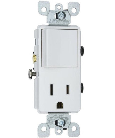 INTERRUPTOR SENCILLO C/TOMCTE 15A 125V BLANCO DECORA LEVITON