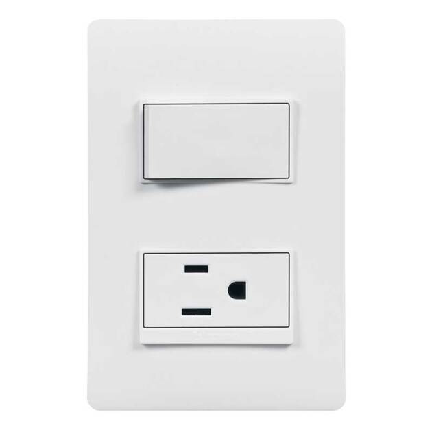 INTERRUPTOR SENCILLO C/TOMCTE 15A 127V  GRIS UNUS DIMO