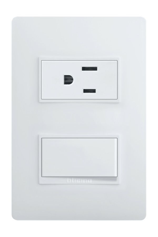 INTERRUPTOR SENCILLO C/TOMCTE + TIERRA 15A 127V NOBILE BLANCO BTICINO