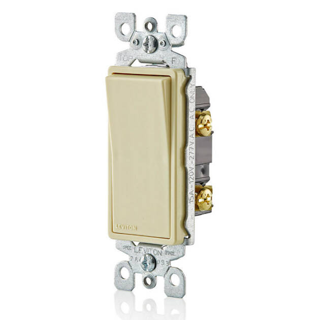 INTERRUPTOR SENCILLO P/CALENTADOR 15A 120/277V LIGHT ALMOND DECORA LEVITON