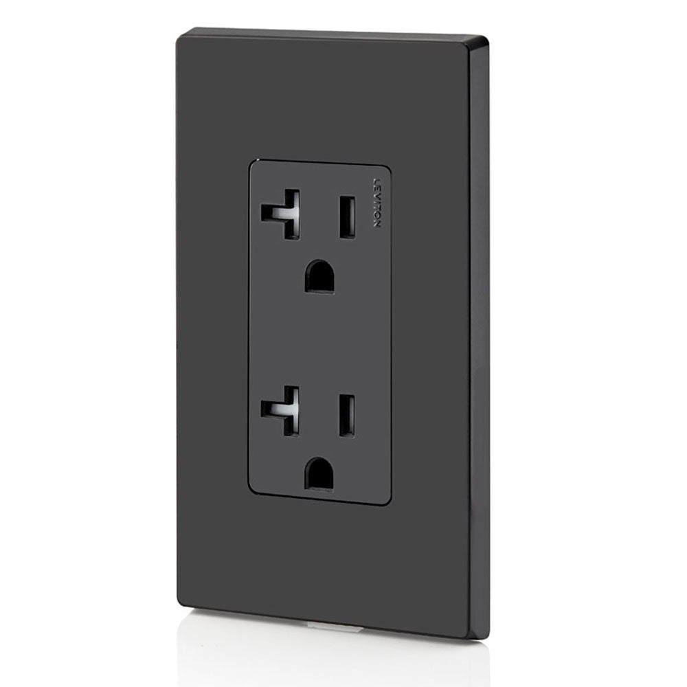 TOMACTE DOBLE C/T TAMPER RESISTENT 20A 125V NEGRO DECORA LEVITON