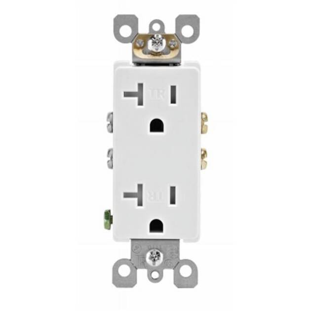 TOMACTE DOBLE C/T T/RESISTENT 20A 125V LIGHT ALMOND DECORA LEVITON