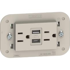 TOMACTE DOBLE C/TIERRA 120V+ 2 USB ARENA LIVING NOW BTICINO