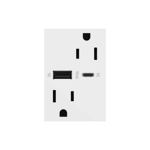 TOMACTE DOBLE C/TIERRA 120V + USB AYC 3M BLANCO ADORNE