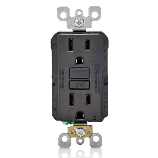 TOMACTE DOBLE C/TIERRA 15A 125V GFCI NEGRO DECORA LEVITON