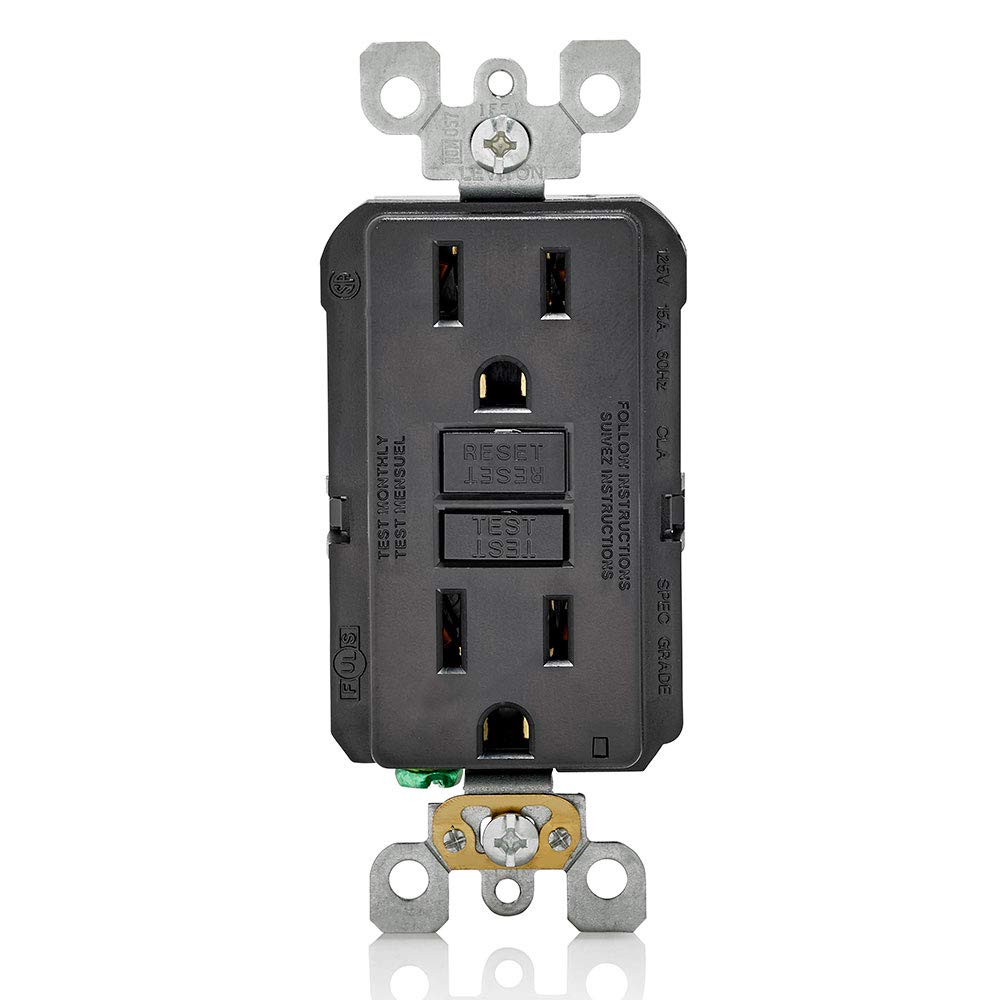 TOMACTE DOBLE C/TIERRA 15A 125V GFCI NEGRO DECORA LEVITON