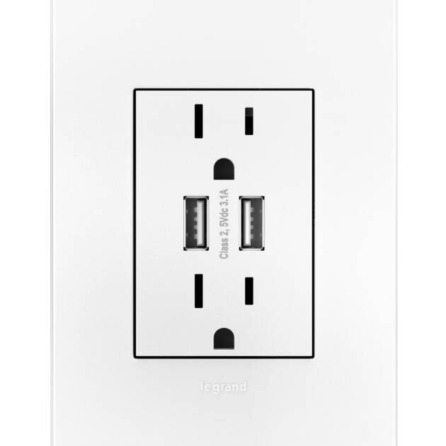 TOMACTE DOBLE USB 3M BLANCO ADORNE