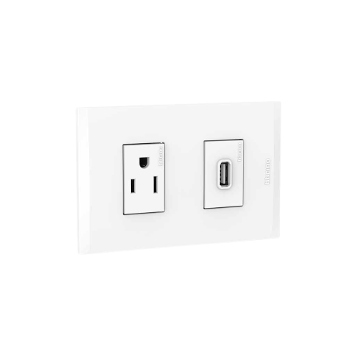 TOMACTE SENCILLO C/T 15A + 2USB NOBILE BLANCO BTICINO