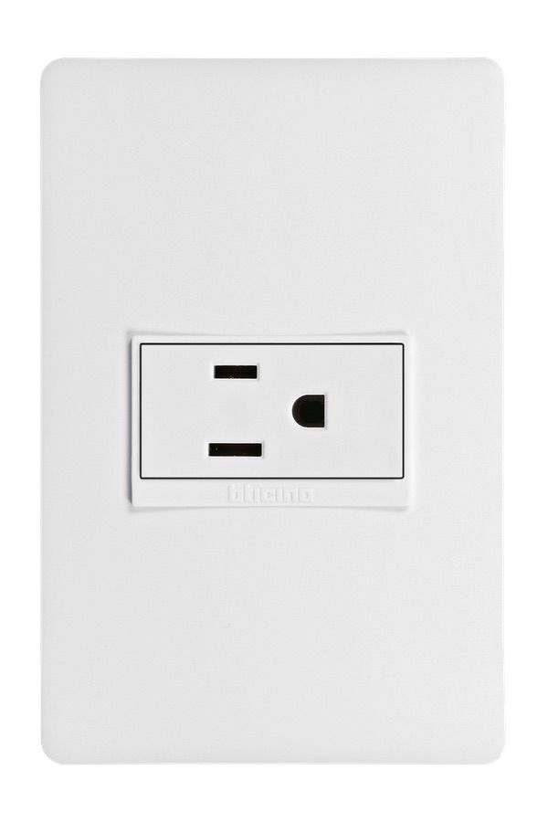 TOMACTE SENCILLO C/TIERRA 120V LUZICA BLANCO BTICINO