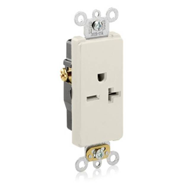 TOMACTE SENCILLO C/TIERRA 20A 250V LIGHT ALMOND DECORA LEVITON