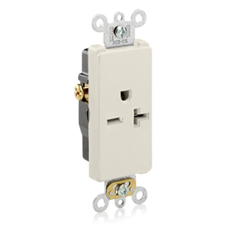TOMACTE SENCILLO C/TIERRA 20A 250V LIGHT ALMOND DECORA LEVITON