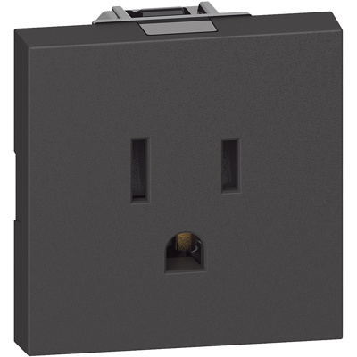 TOMACTE SENCILLO C/TIERRA TR 120V 2M NEGRO LIVING NOW BTICINO